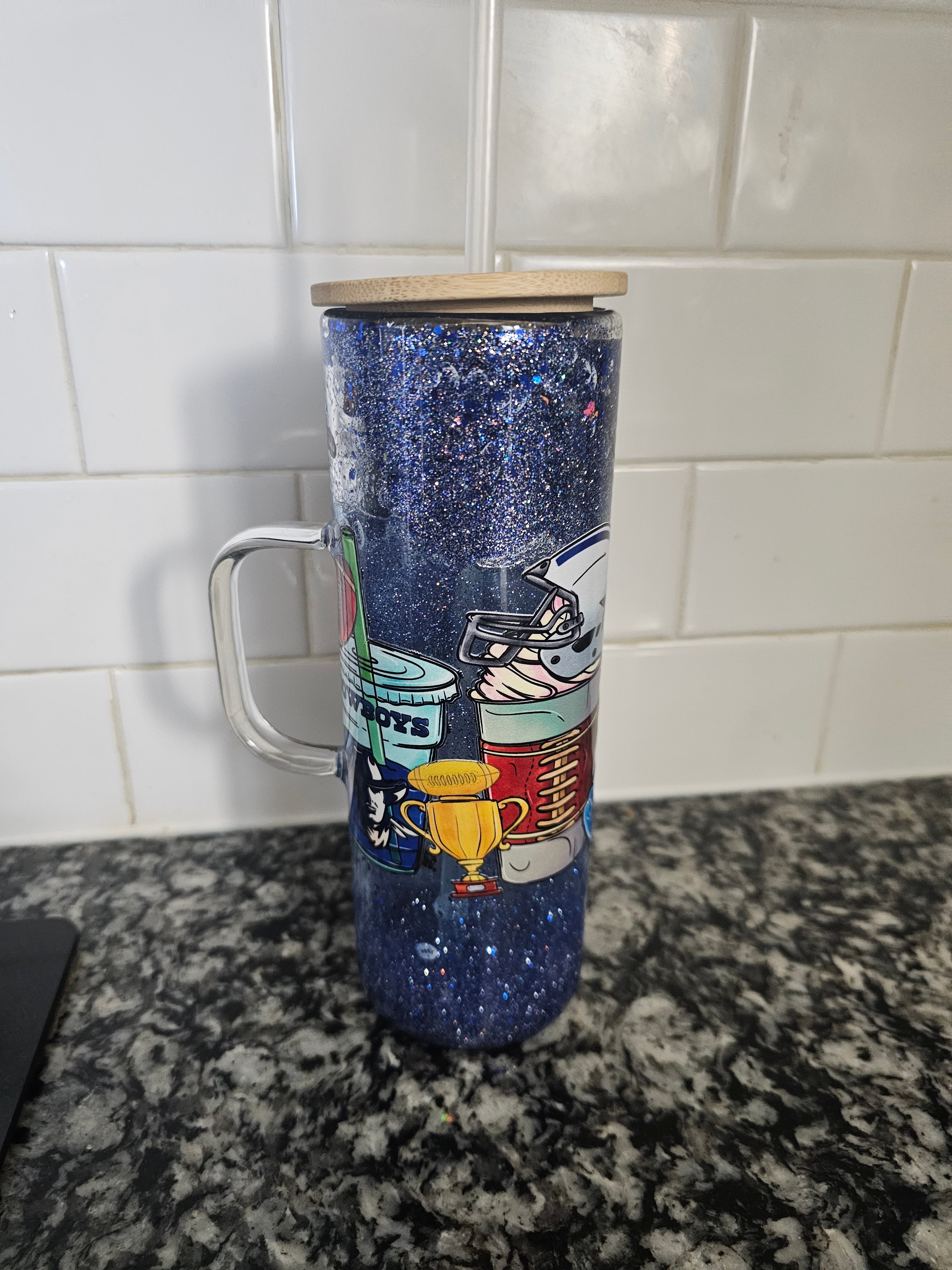 Custom 20oz Glitter Glass Tumbler