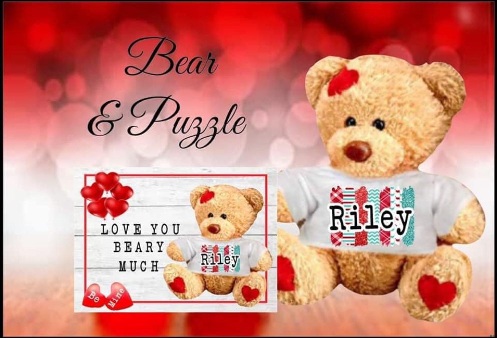 Custom Teddy Bear & Matching Puzzle Gift Set – Personalized Name Set