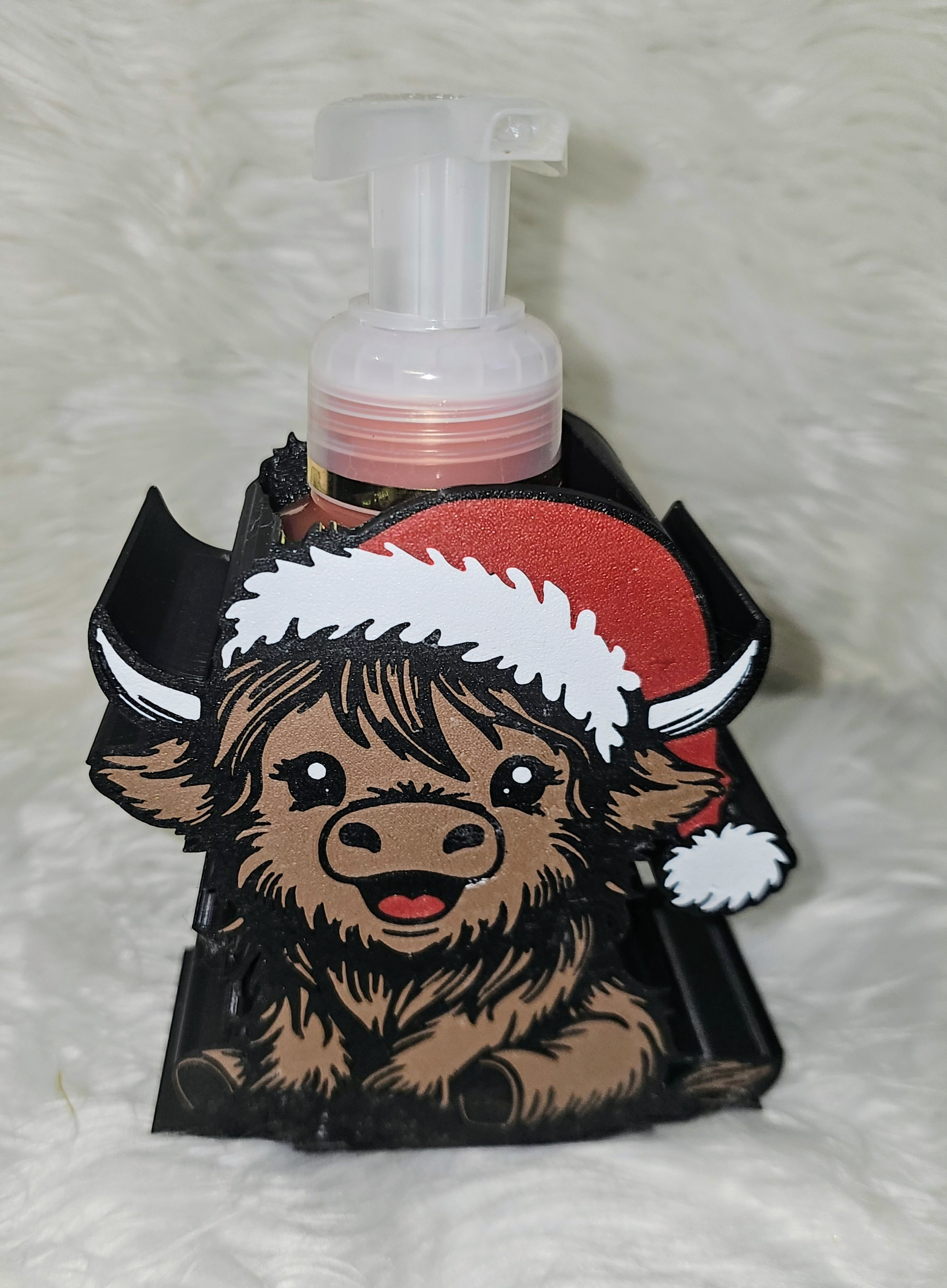 Highland Cow Christmas Soap Dispenser Holder (Fits Bath & Body Works Foaming Bottles) – Soap Not Included