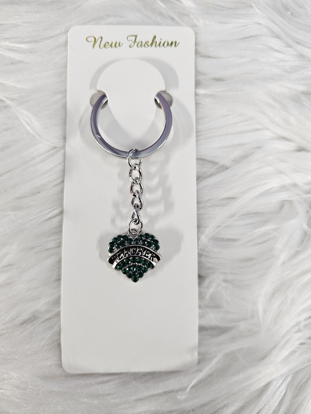 Rhinestone Heart Teacher Key Charm – Sparkly Gift for Teacher Appreciation