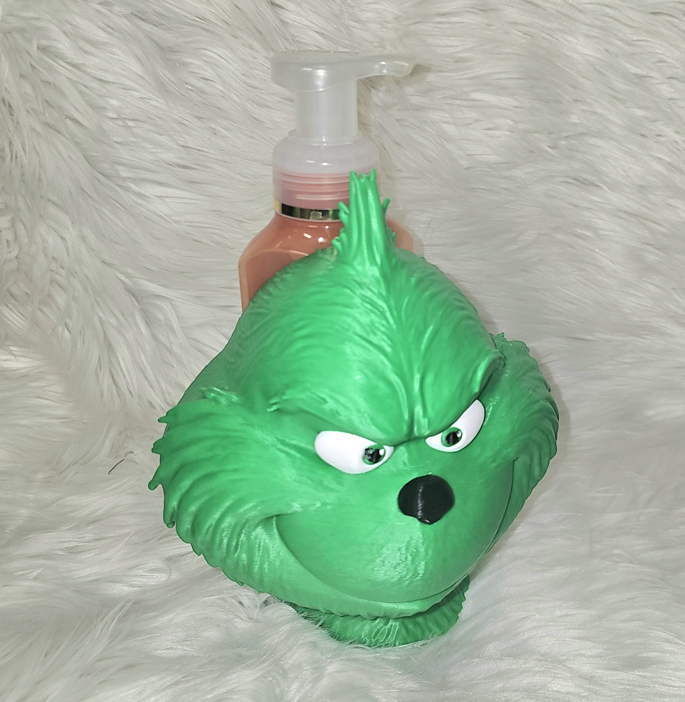 Green Holiday Grouch Soap Dispenser Holder – Fits Bath & Body Works Foaming Bottles – Soap Not Included