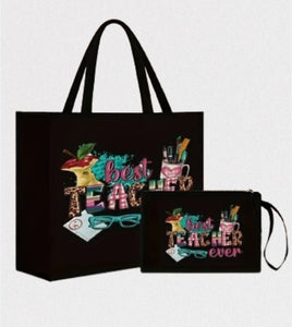 Teaching-Themed Tote and Cosmetic Bag Set (2 pcs)