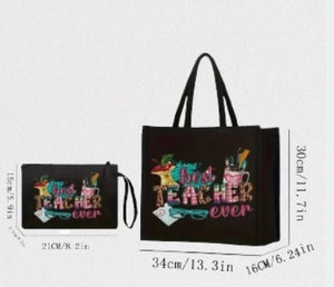 Teaching-Themed Tote and Cosmetic Bag Set (2 pcs)