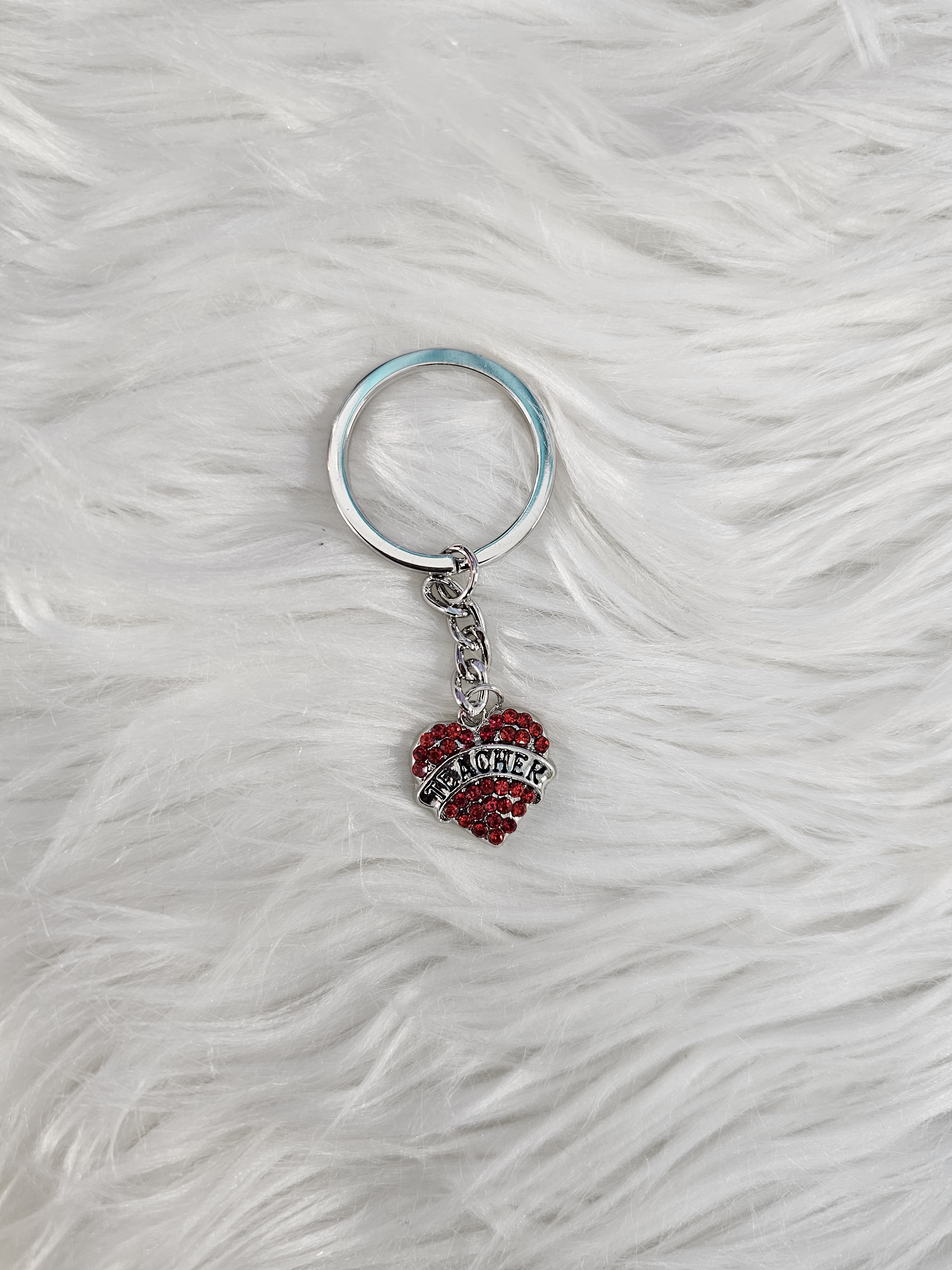 Rhinestone Heart Teacher Key Charm – Sparkly Gift for Teacher Appreciation