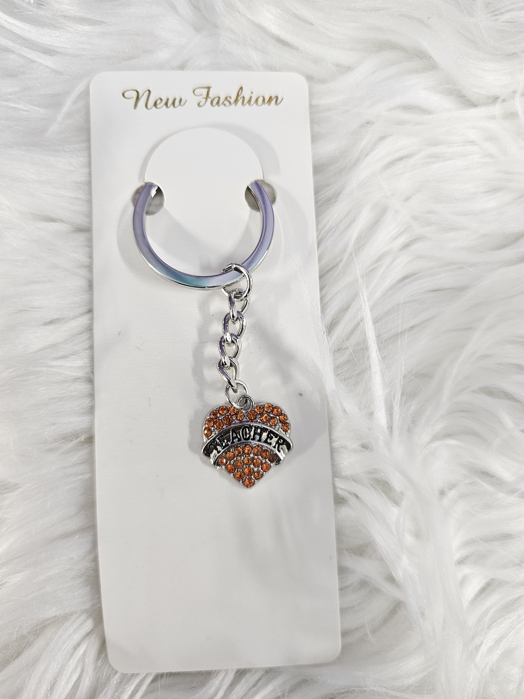 Rhinestone Heart Teacher Key Charm – Sparkly Gift for Teacher Appreciation