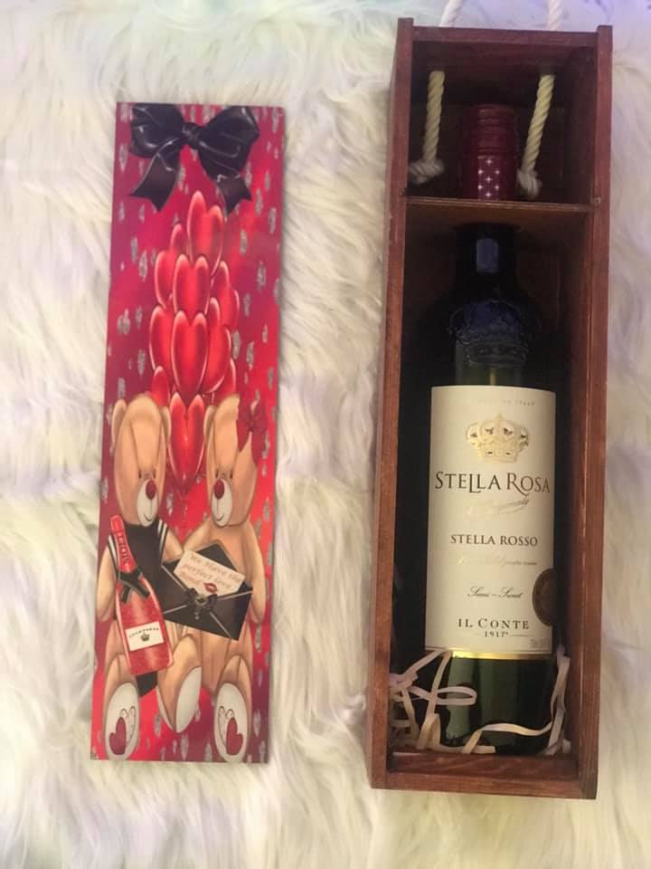 Single Bottle Wooden Decorative Wine Box & Lid