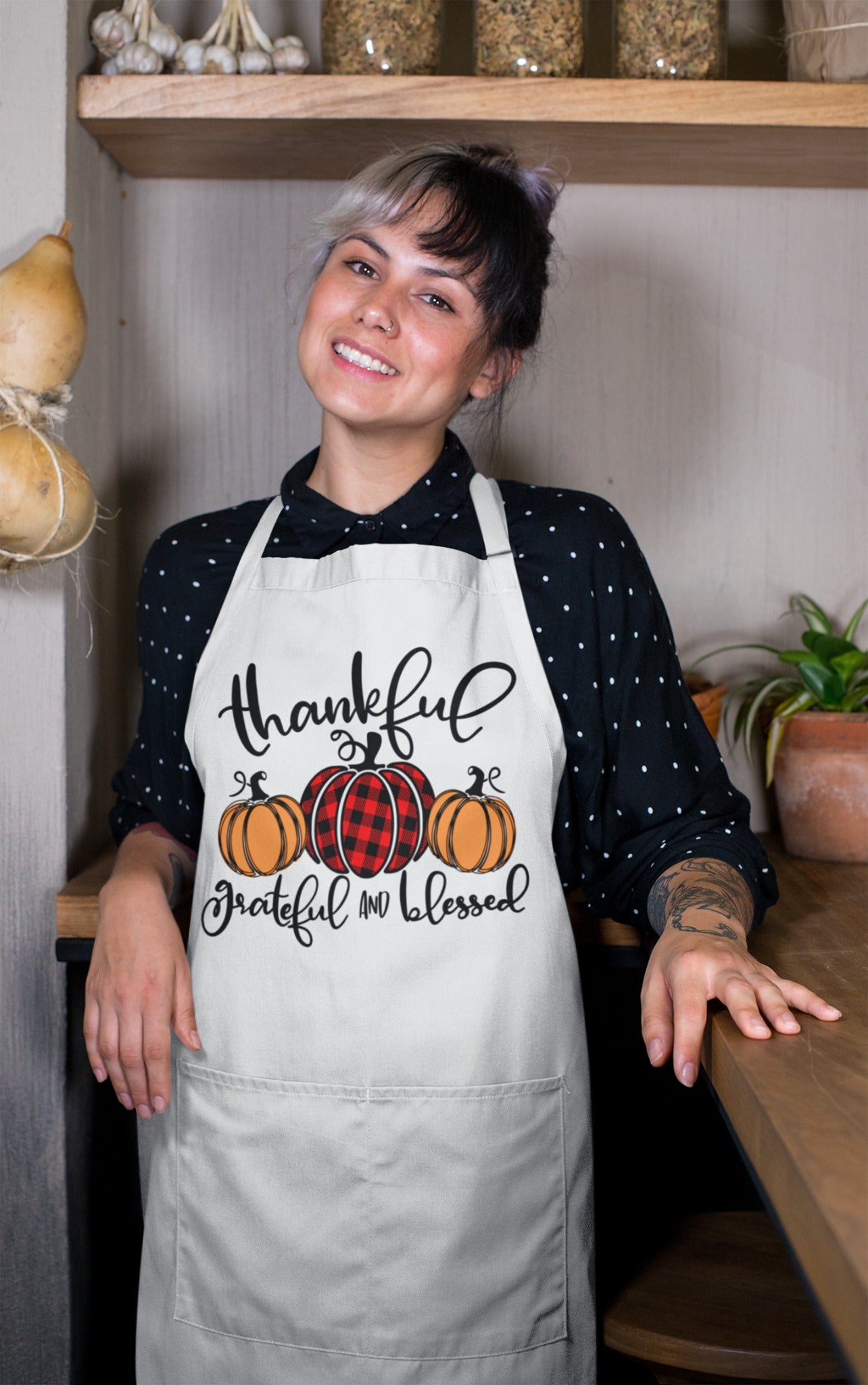 Thankful Grateful N Blessed Apron